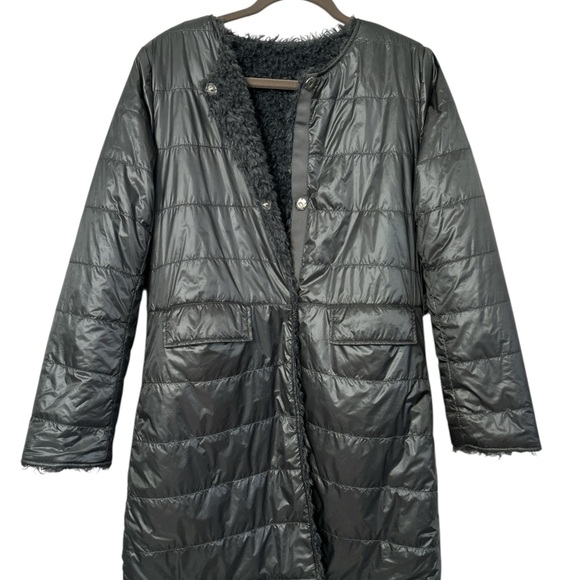 Luii Reversible Faux Fur Coat Women's Gray Textured Coat. Size M. NWT - Picture 4 of 12